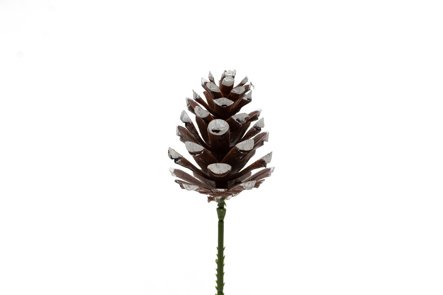 7in Long Faux Pine Cone Pick - White Tip (12pk)