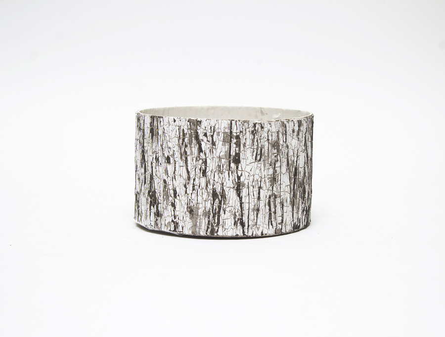 6in Wide Faux Birch Bark Plastic Pot