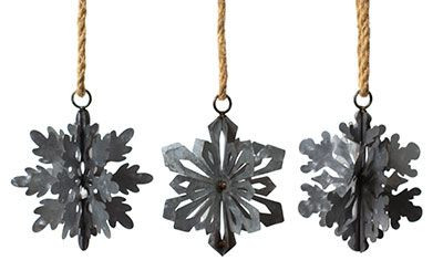 6in Tin Cutout Snowflake Ornament (Assorted)