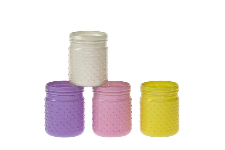 5in Tall Hobnail Glass Jars - Creamsicle (Assorted)