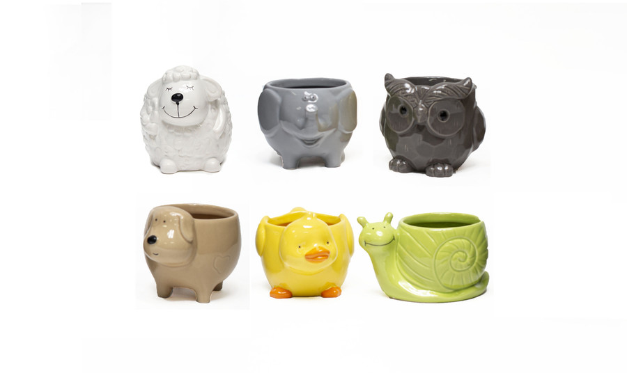6in Long Baby Animal Ceramic Pots (Set of 6)