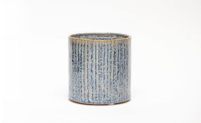 4in Abbey Striped Ceramic Pot - Blue