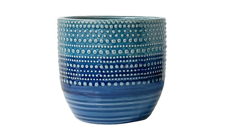 5.1in Wide Dakota Dot Ceramic Pot - Blue