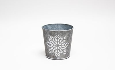 5in Wide Snowflake Galvanized Tin Pot Cover