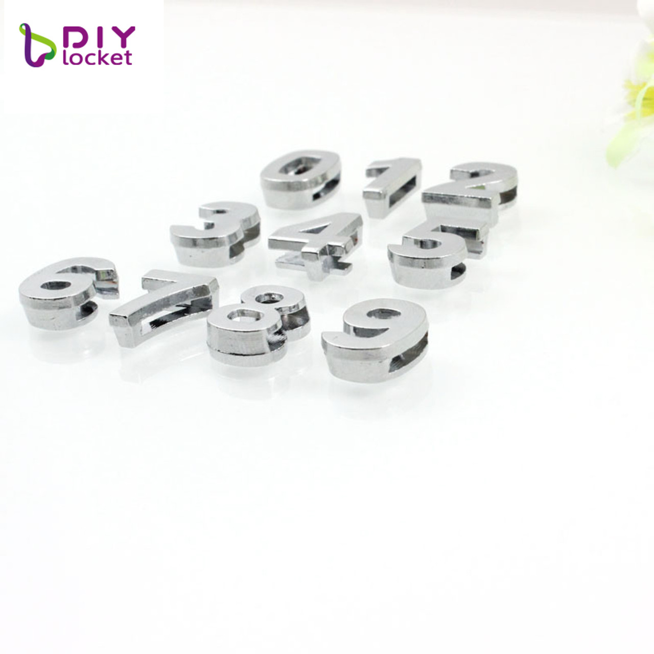 8mm number slider beads figure charms for bracelets silver beads