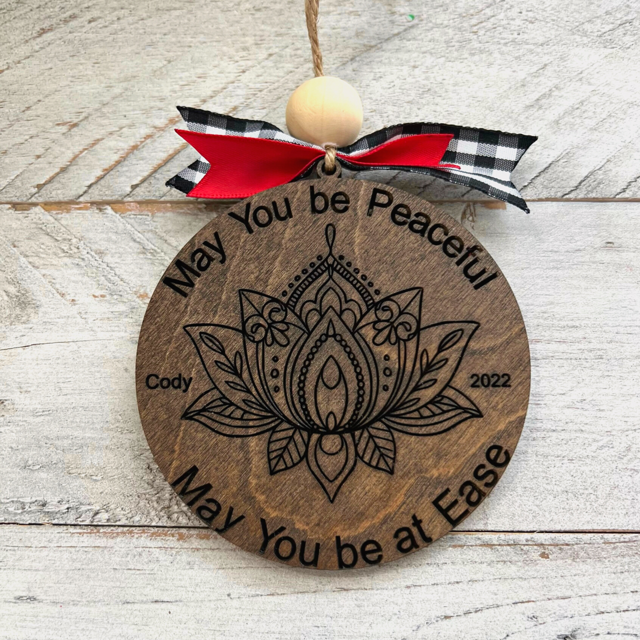 Faith Hope Joy Round Wood Ornaments