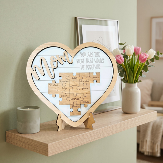 Family Keepsake Heart Puzzle Sign