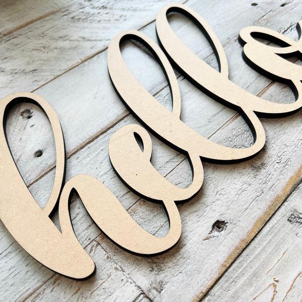 LARGE Connected Letters | Hello Word | Wooden Cutout Word | Script Word