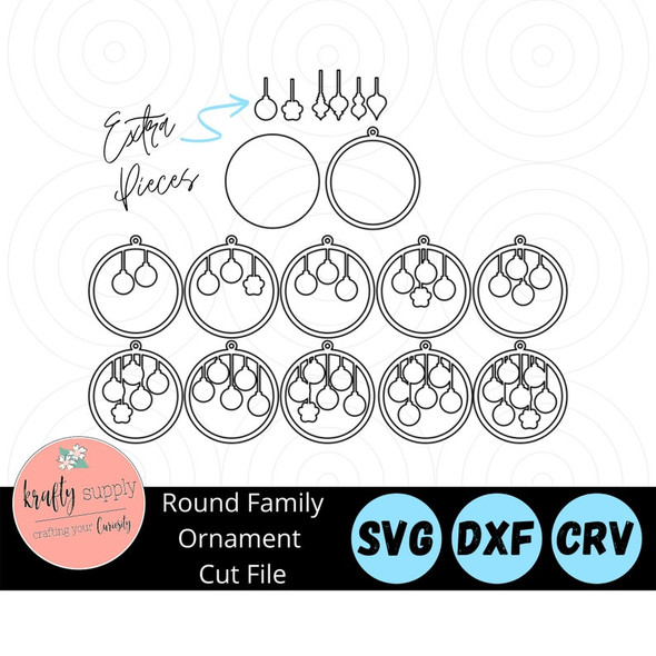 Personalized Round Family Ornament | Outline SVG Files | Cut Files | Vector Files | Glowforge | Laser Cutting | Digital Download