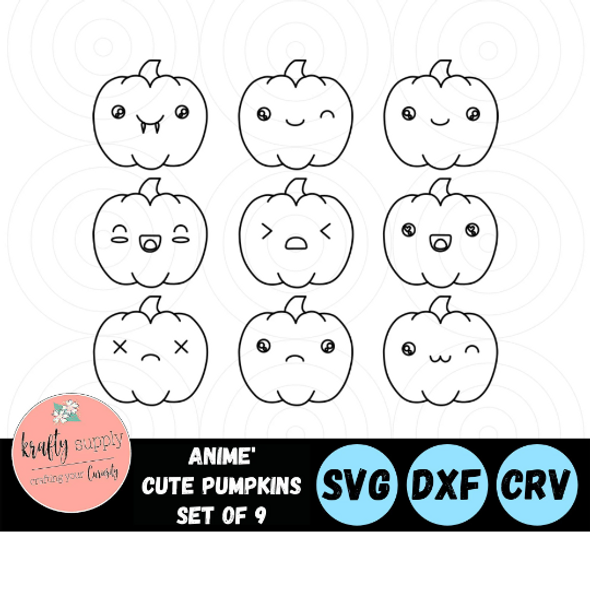 Shop Online Halloween Cute Pumpkins | Set of 9 Anime Pumpkin SVG Files