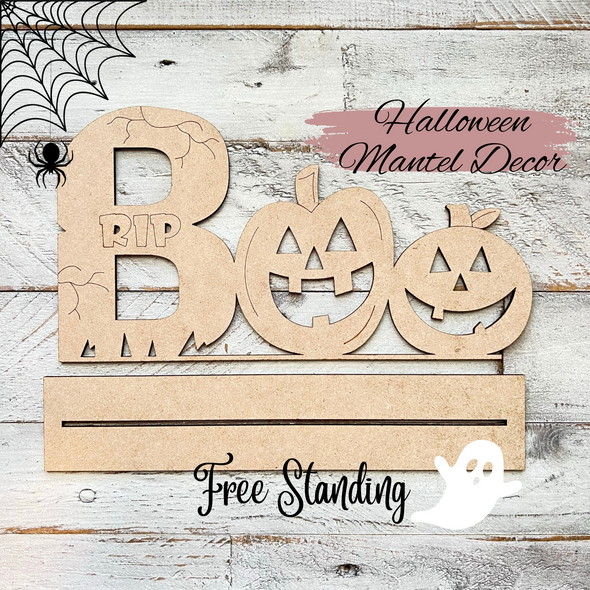 Halloween BOO Mantel Decor | MDF Mantel Decorations | Spooky Decor | Pumpkin Mantel Decor | Halloween Decorations