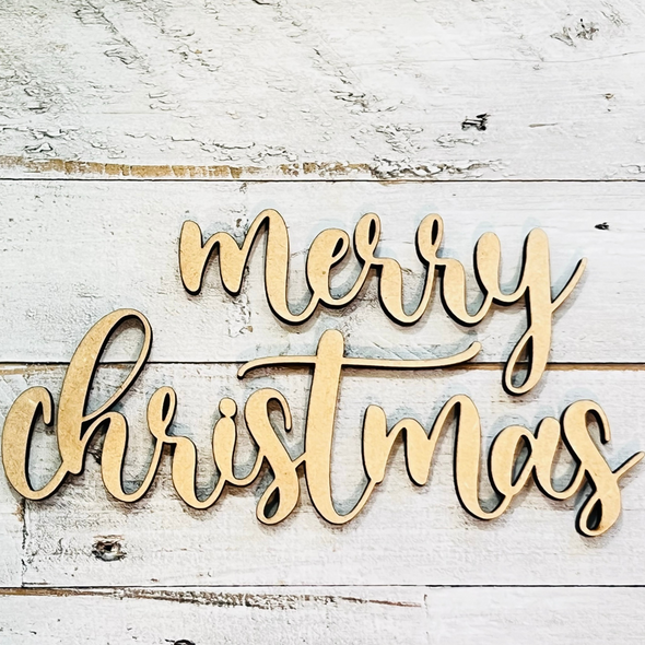 Merry Christmas Wood Cutout | Christmas Craft Words | Wood Letters | 3"- 11"