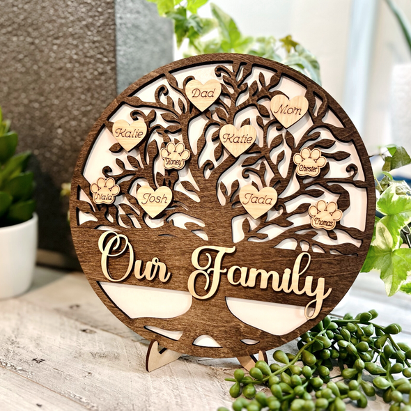 Family Tree | Personalized Family Tree Plaque | Grandkid Plaque | Our Family Plaque