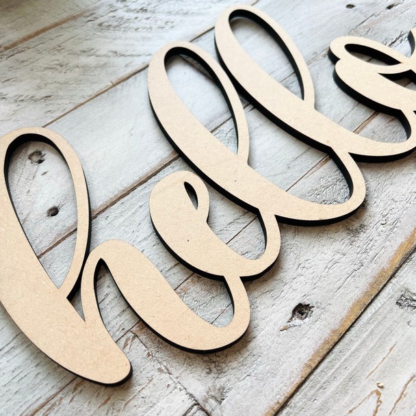 SMALL Connected Letters | Hello Word | Wooden Cutout Word | Script Word