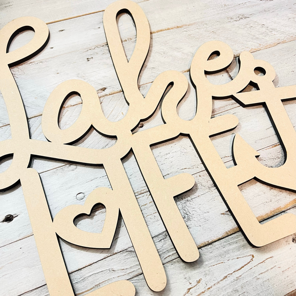 SMALL Connected Letters | Lake Life Word | Wooden Cutout Word