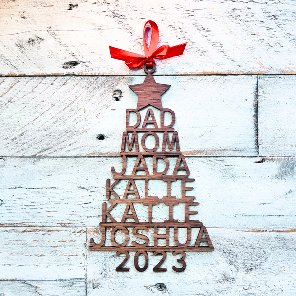 Christmas Name Tree Ornament | Personalized Family Name Ornament | Custom Christmas Tree Ornament | Handmade Tree Ornaments | Christmas Gift