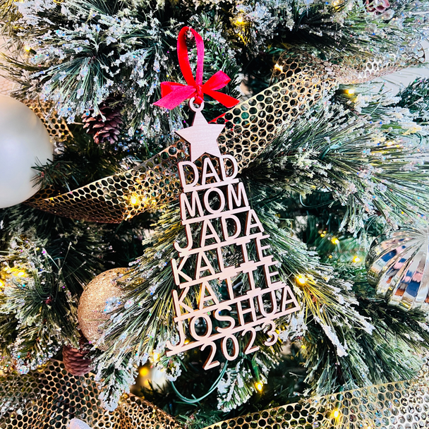 Christmas Name Tree Ornament | Personalized Family Name Ornament | Custom Christmas Tree Ornament | Handmade Tree Ornaments | Christmas Gift