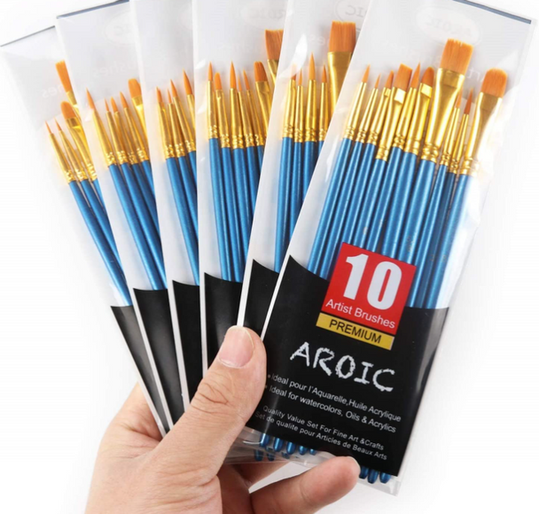 Paint Brush Set | Set of 10 Brushes | Acrylic & Oil Paint Brush | Kid Approved