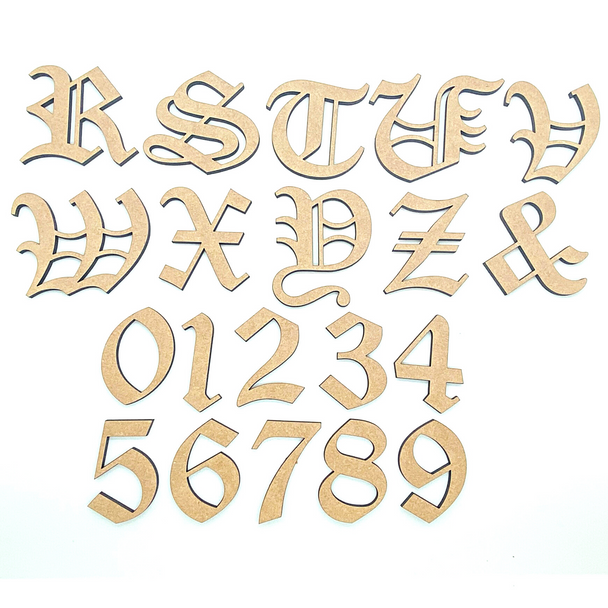 2" Sample Set | Old English MDF | Wood Craft Letters | Unfinished Letters | Arts & Crafts Supplies