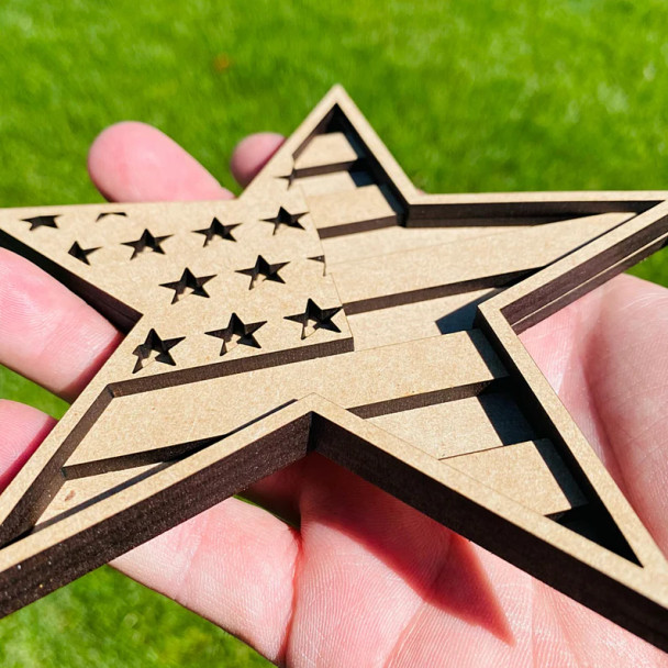 4th of July Star SVG - Laser cut files - 3 Layer Art Piece for Glowforge - Laser Cut Files - CNC Cut Files