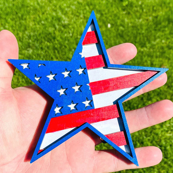 4th of July Star SVG - Laser cut files - 3 Layer Art Piece for Glowforge - Laser Cut Files - CNC Cut Files
