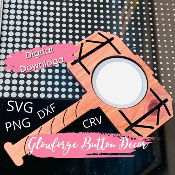 Glowforge Button Design Decor | Thor's Hammer | Outline SVG Files | Cut Files | Vector Files | Glowforge | Laser Cutting | Digital Download