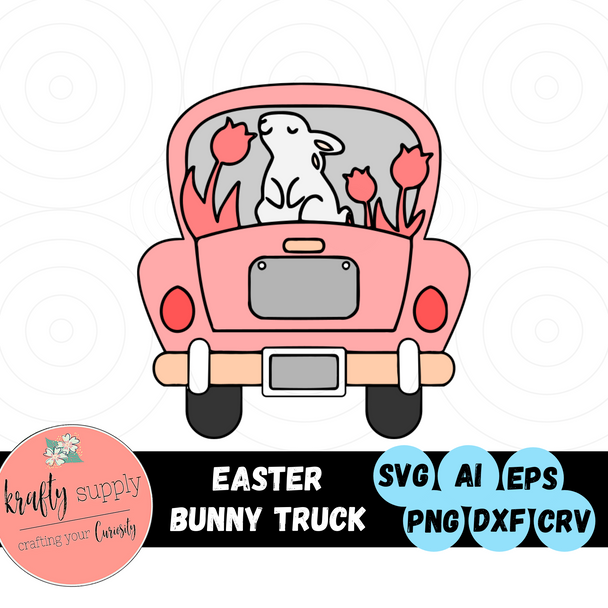 Easter Bunny Truck | Easter SVG Files | Tulips Cut Files | Easter Flowers Truck Vector Files | Bunny Digital Download | Easter Files