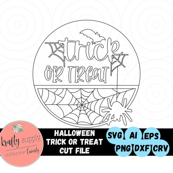 Halloween Trick or Treat Door Hanger File | Halloween SVG | Trick or Treat SVG | Spider Web SVG | Bats Cut Files | Laser Cutting | Digital