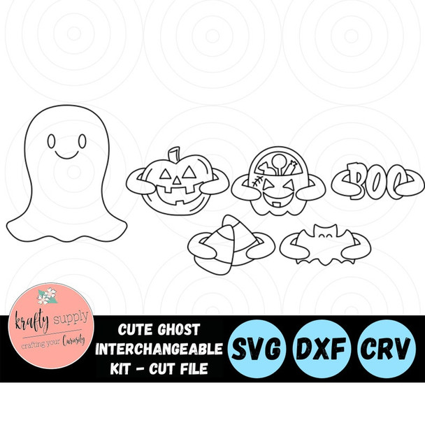 Cute Ghost Kit | Ghost Interchangeable Kit SVG | Halloween Download SVG Files | Pumpkin SVG | Candy Corn Files | Glowforge | Laser Cutting