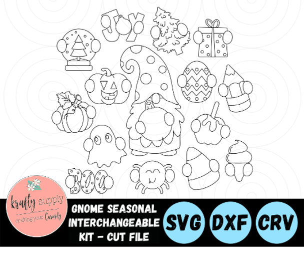 Gnome Seasonal Kit | Gnome Interchangeable Kit SVG | Halloween Download SVG File | Christmas SVG | Pumpkin File | Glowforge | Laser File