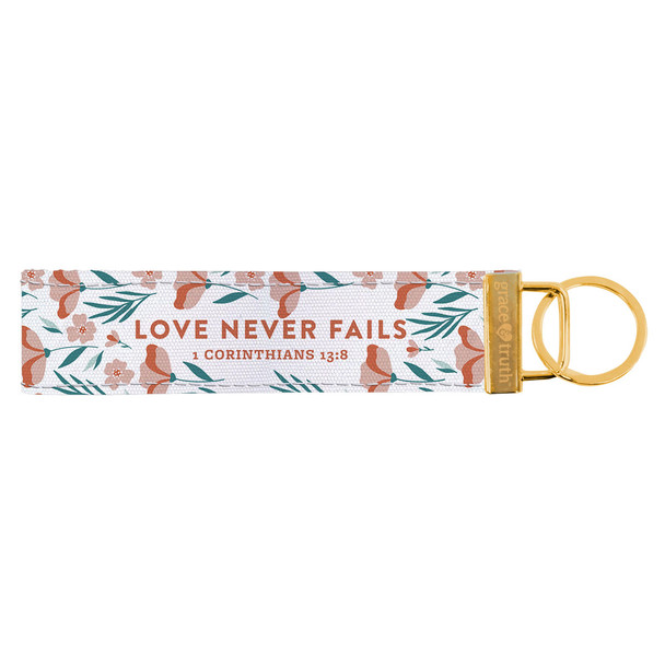 grace & truth Love Never Fails Keychain Wristlet