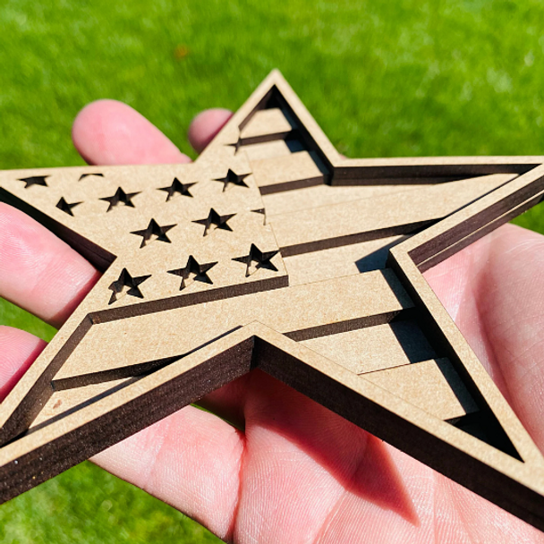 4th of July Star SVG - Laser cut files - 3 Layer Art Piece for Glowforge - Laser Cut Files - CNC Cut Files Active