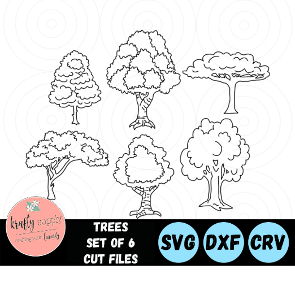 Trees SVG Files | Set of 6 | Outdoor SVG | Fall Trees PNG Files | Vector Files | Laser Cutting | Digital Download | Scenery Files