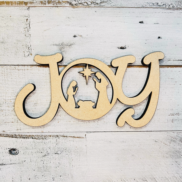 Joy Wood Cutout | Christmas Craft Words | Wood Letters | Joy Nativity | 3"- 11"