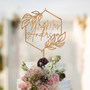 Mr & Mrs Leaf Hexagon Cake Topper