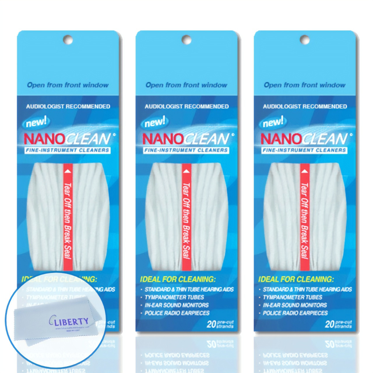 All-in-1 Hearing Aid Cleaning Kit (3 Pack) - Gentle and Effective Hearing  Aid Cleaning Brush w/Threader (60 Ready-to-Use Strands) w/ Liberty Cleaning  Cloth - Fine Instrument Cleaners by NanoClean