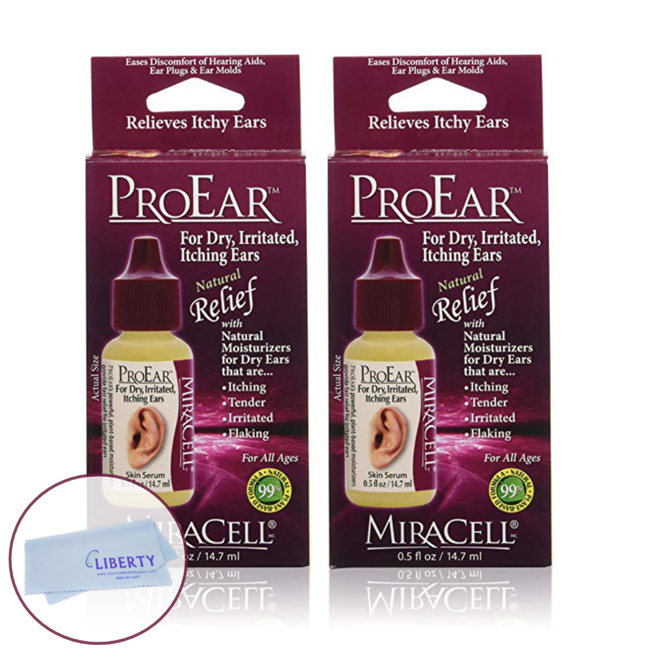 MiraCell ProEar Value Pack - for Dry Itchy Ear Relief (2 Pack of