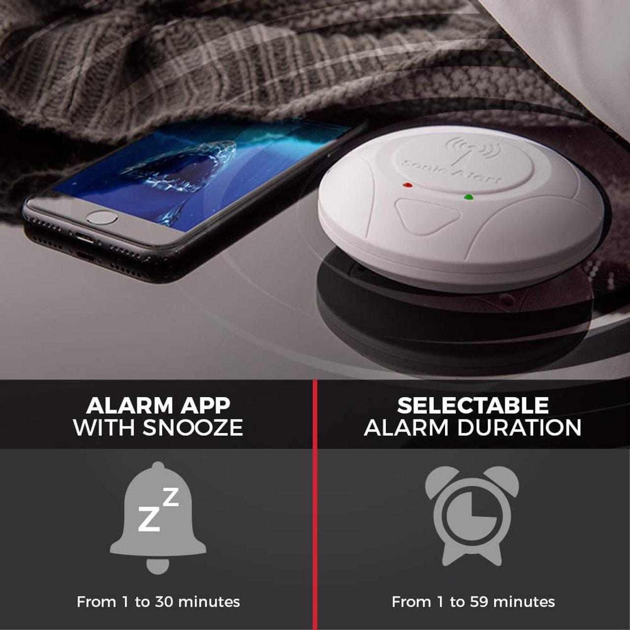 Sonic Alert Sonic Bomb Portable Bluetooth Wireless Alarm Super Bed Shaker Alarm