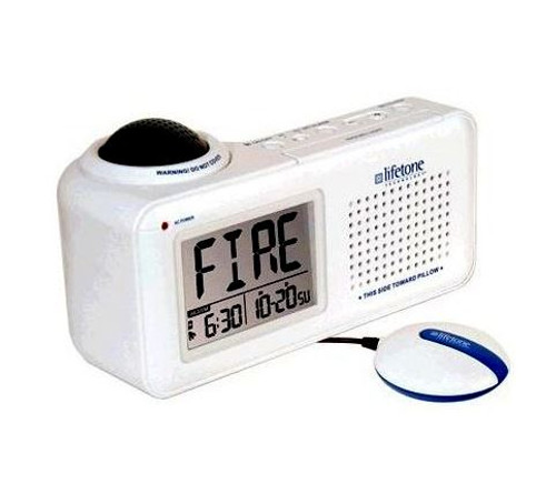 Lifetone HLAC151 Bedside Fire Alarm & Clock with Bed Shaker