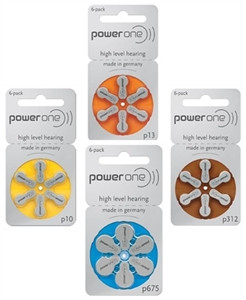 Power One Zinc Air Hearing Aid Batteries (1 Box of 60 Batteries