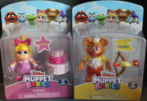 Muppet Babies 2 Action Figures - Fozzie w/ Bow & Piggy w/ Bday Cake