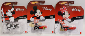 Hot Wheels Character Cars Steamboat Willie & Mickey Minnie Mouse Disney Lot Of 3