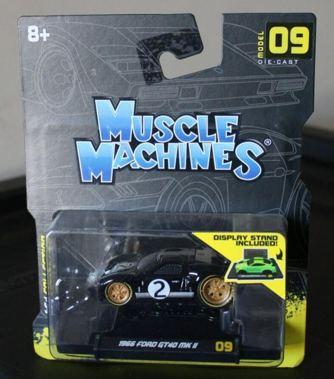 1/64 Muscle Machines 1966 Ford GT40 MKII #2 Diecast Model Car Black MIP