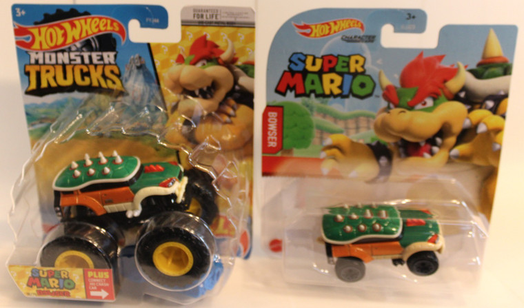 Hot Wheels Monster Trucks Super Mario Bowser 1:64 Scale Character Truck and Car