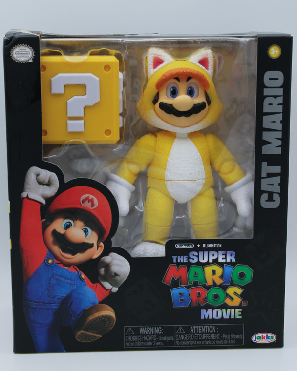 Super Mario Bros Movie 5 Inch Figure Cat Mario Figure w ? Block (Not Mint Box)