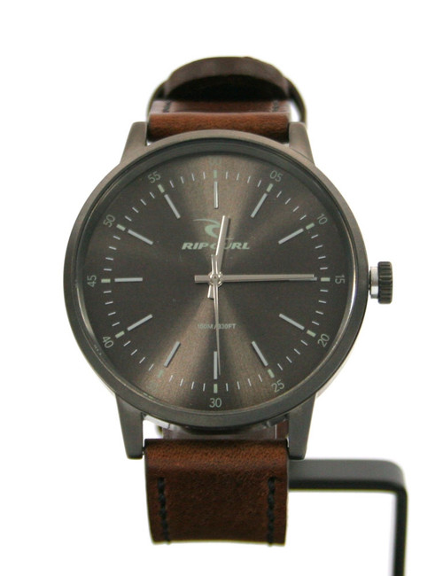 Rip Curl Drake Leather Watch Mens in Gunmetal