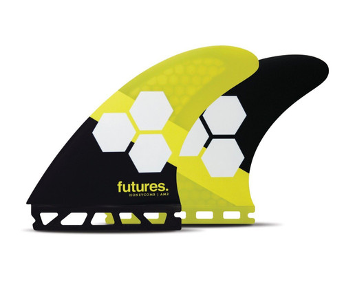 Futures AM2 Honeycomb Large Thruster Fin Set in Yellow Black
