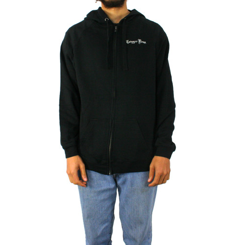 Trigger Bros Embroidered LW Zip Hoodie Mens in Black