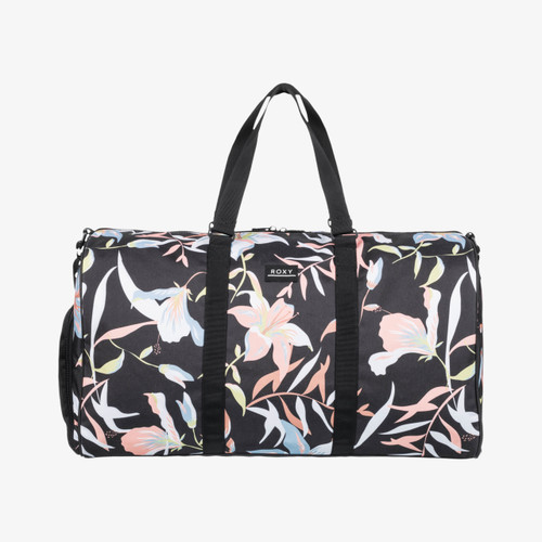 Roxy Pumpkin Spice 43L Duffle Bag Womens in Anthracite Hibiscus Wave