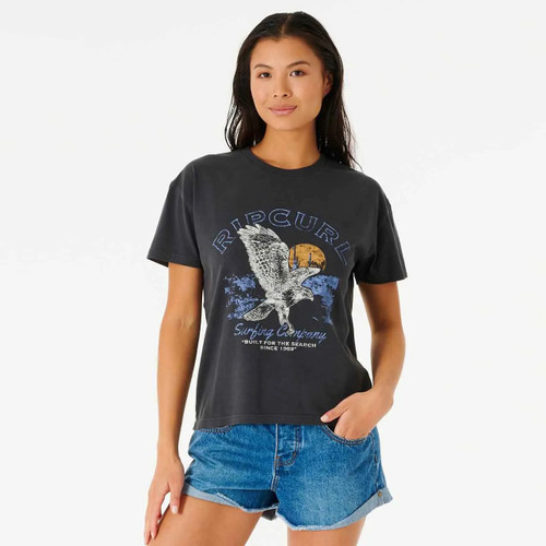 Rip Curl Built For The Search Relaxed Tee Womens in Washed Black